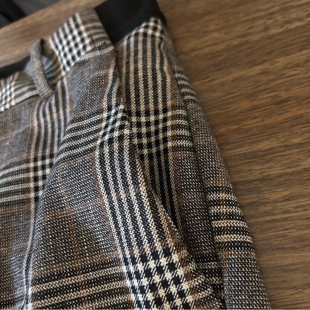 H&M Brown Plaid Trousers Size 12 Dark Academia Career Workwear Slim Straight❤️ - Picture 7 of 11